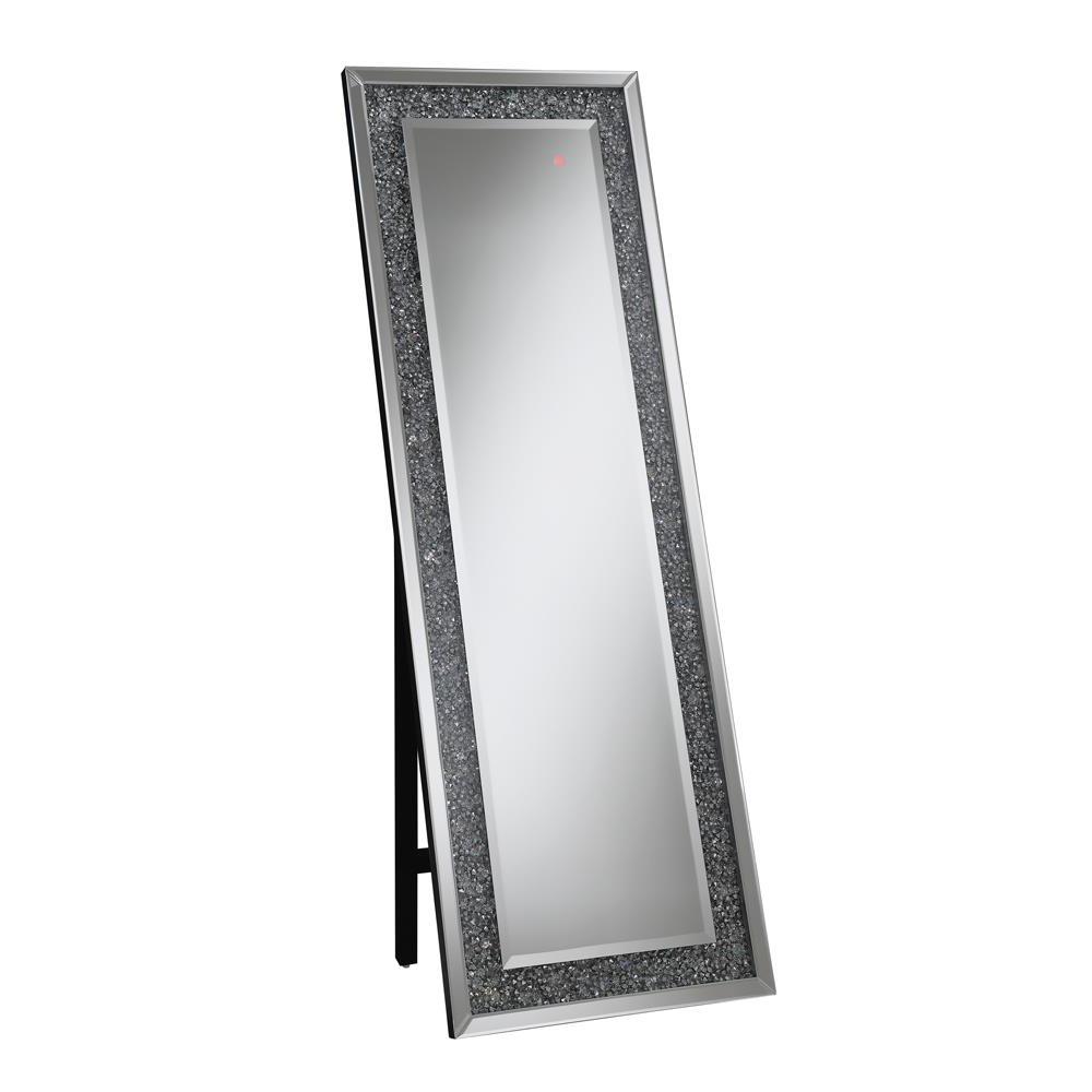 Carisi Rectangular Standing Mirror with LED Lighting Silver. Picture 1