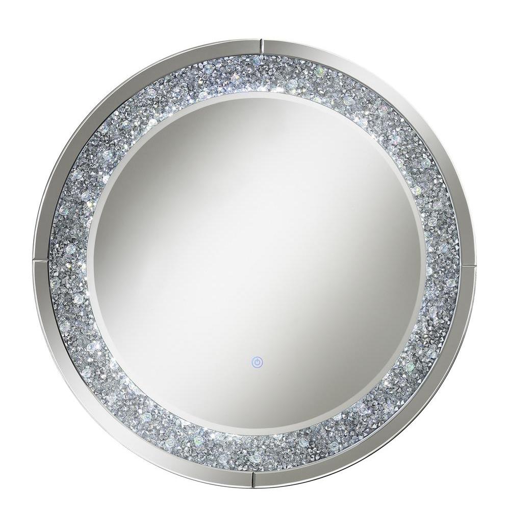 Lixue Round Wall Mirror with LED Lighting Silver. Picture 1