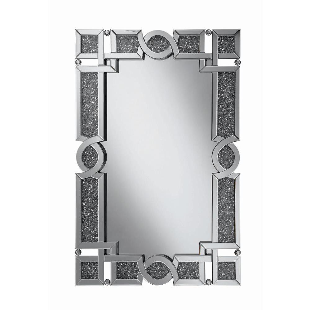 Jackie Interlocking Wall Mirror with Iridescent Panels and Beads Silver. Picture 1