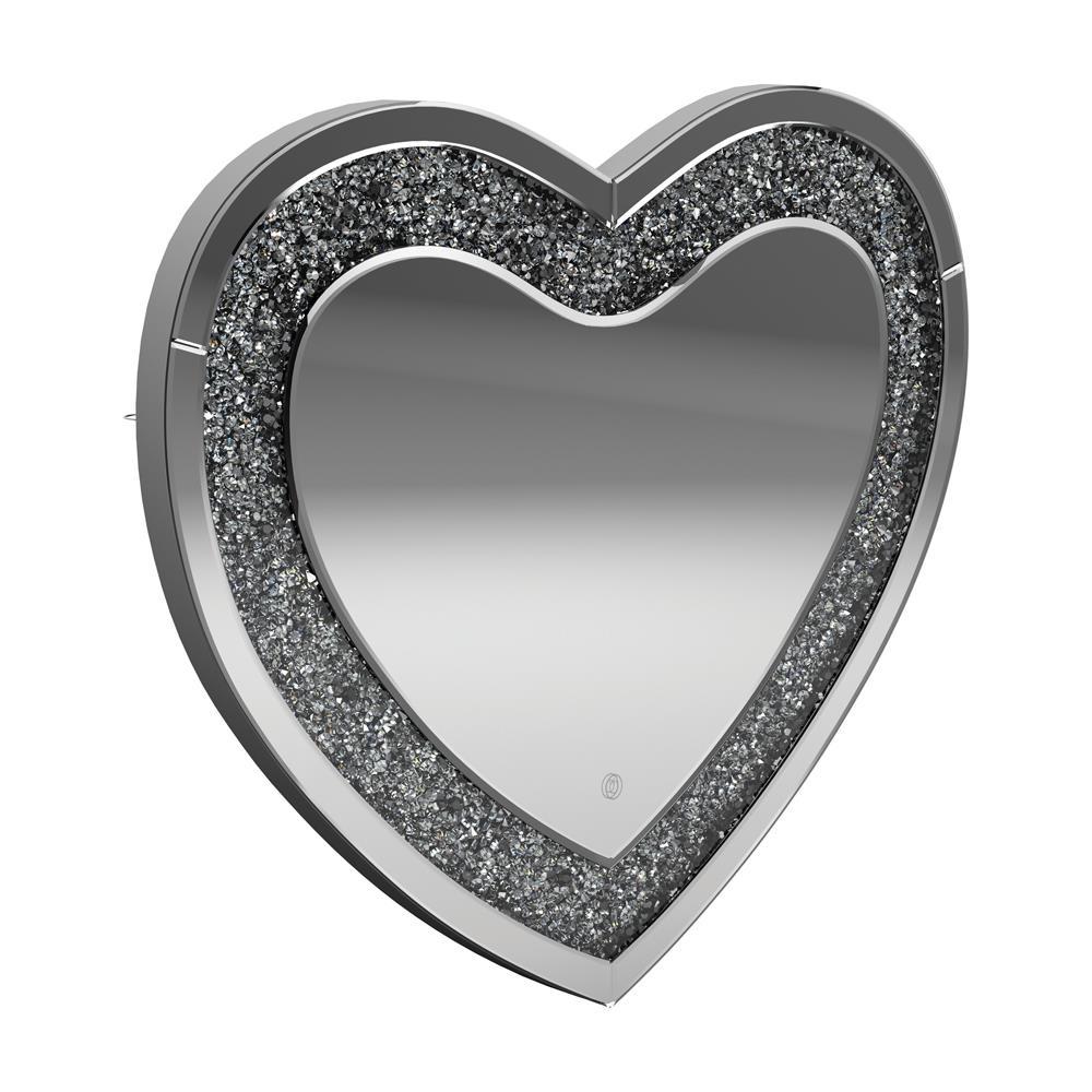 Aiko Heart Shape Wall Mirror Silver. Picture 1