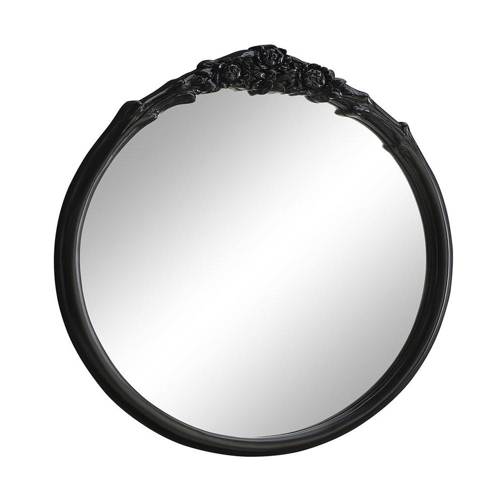 Sylvie French Provincial Round Wall Mirror Black. Picture 1