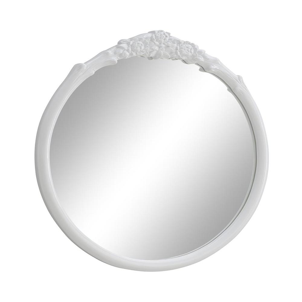 Sylvie French Provincial Round Wall Floor Mirror White. Picture 1