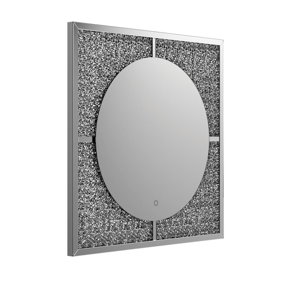 Theresa LED Wall Mirror Silver and Black. Picture 1