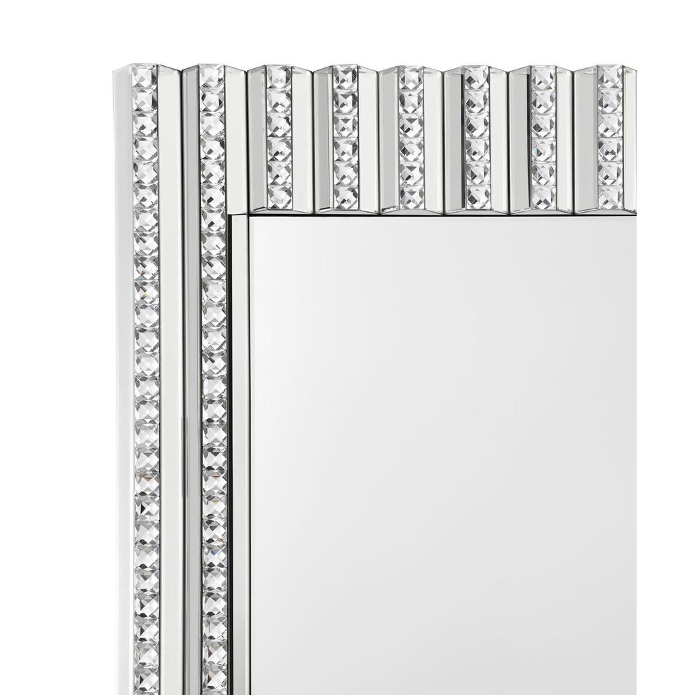 Aideen Rectangular Wall Mirror with Vertical Stripes of Faux Crystals. Picture 4