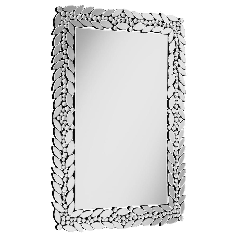 Cecily Rectangular Leaves Frame Wall Mirror Faux Crystal. Picture 1