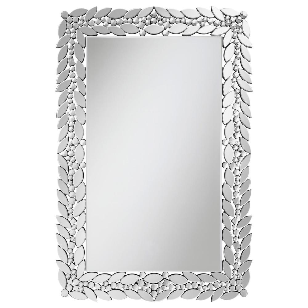 Cecily Rectangular Leaves Frame Wall Mirror Faux Crystal. Picture 2