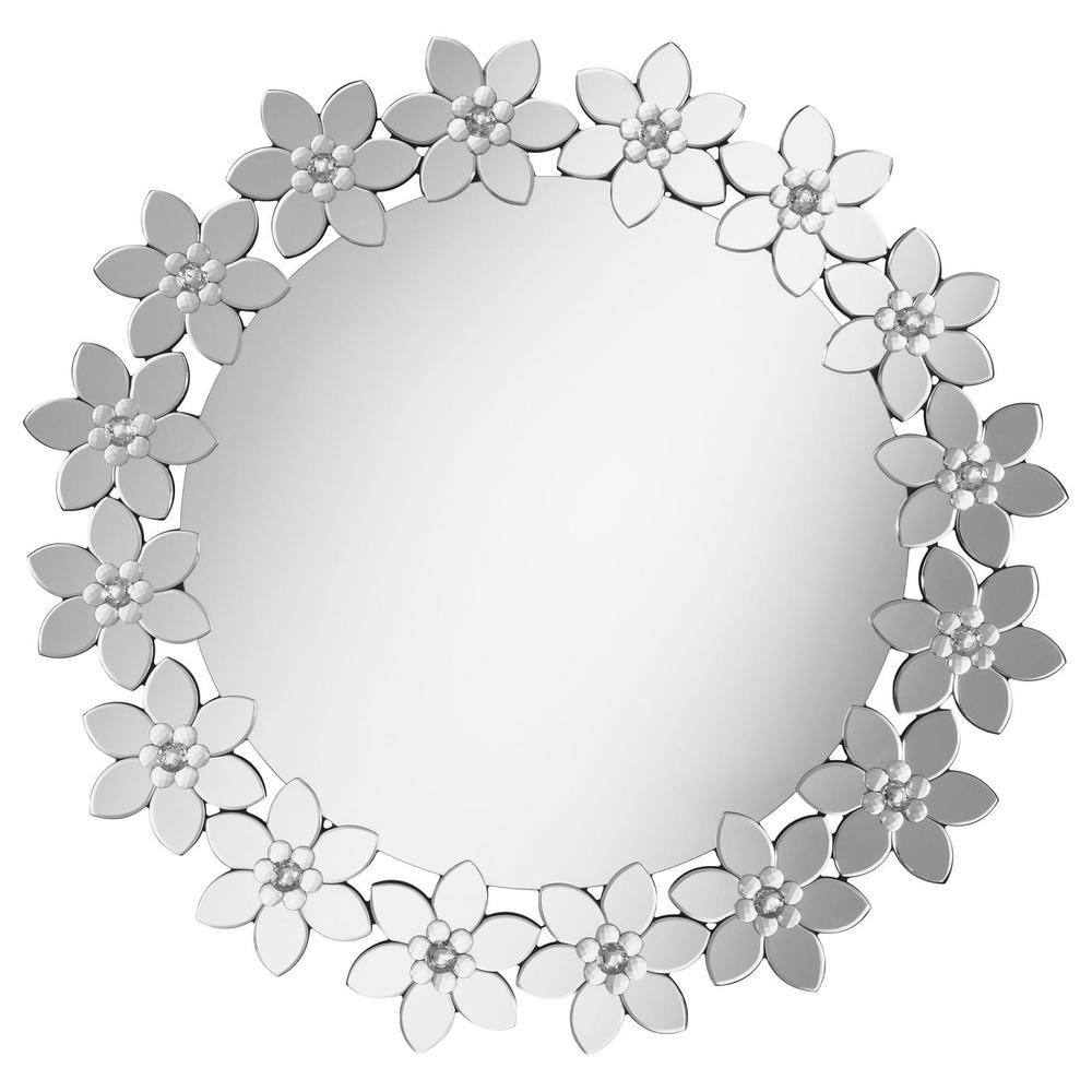 Cordelia Round Floral Frame Wall Mirror. Picture 2