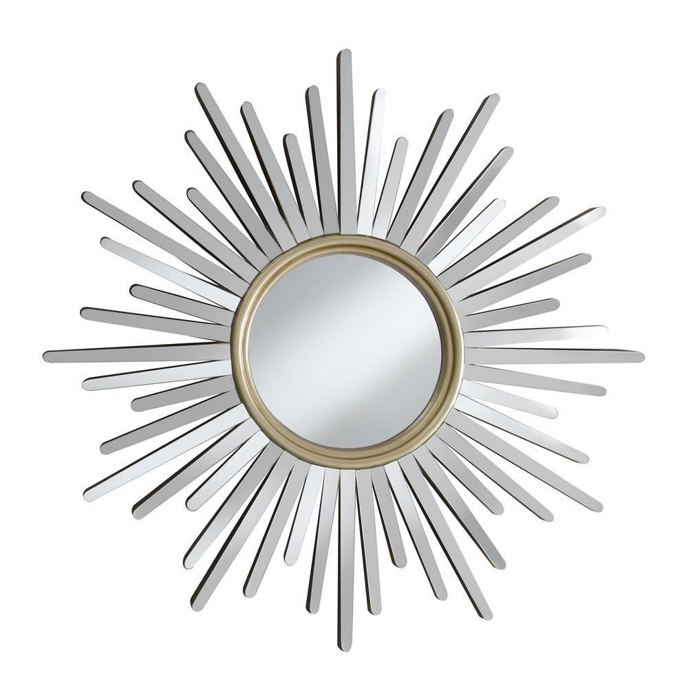 Beiwen Sunburst Wall Mirror Champagne and Silver. Picture 1