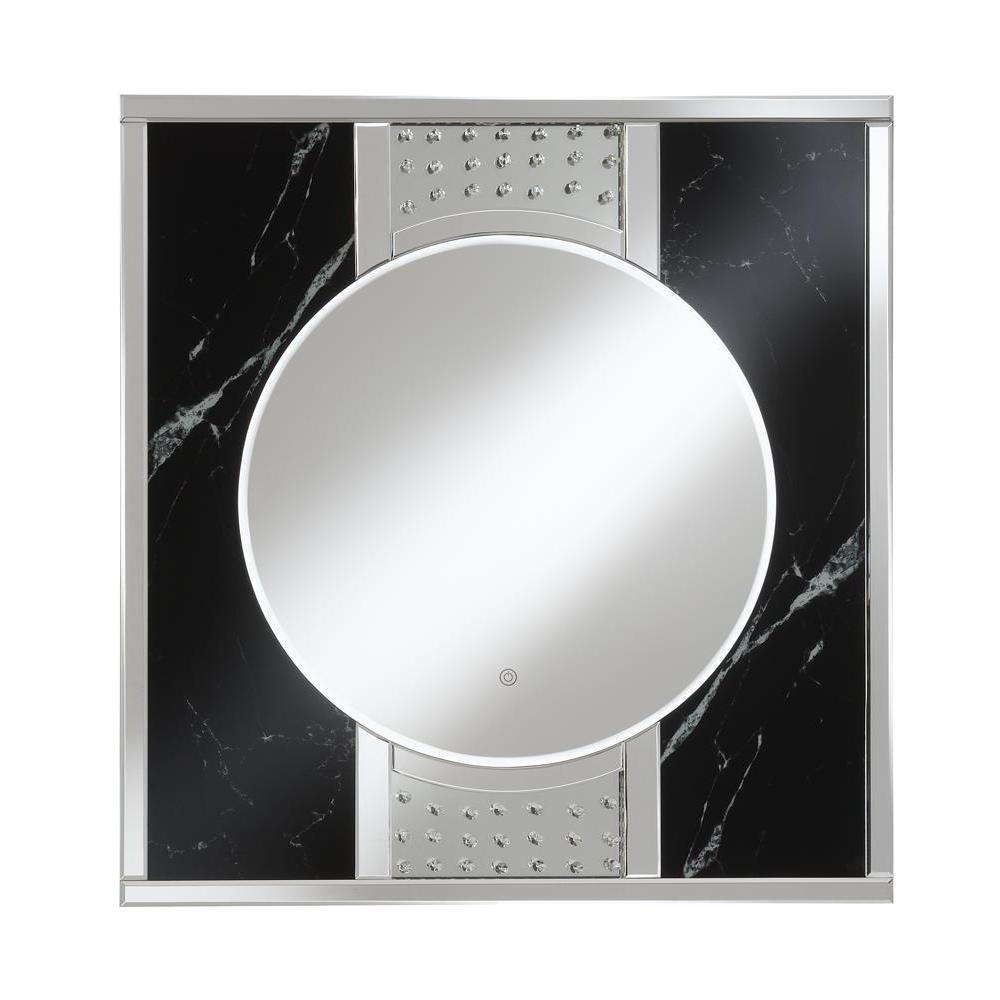 Carter Square LED Wall Mirror Silver and Black. Picture 1