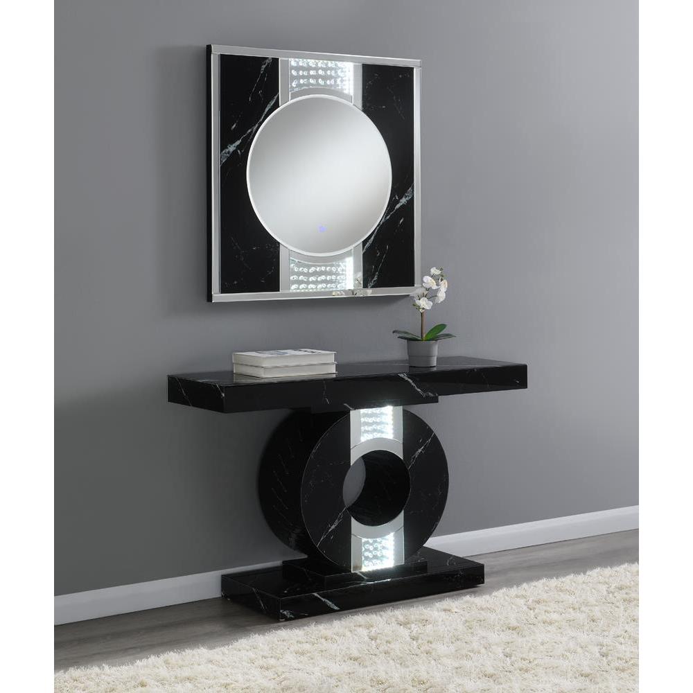 Carter Square LED Wall Mirror Silver and Black. Picture 2