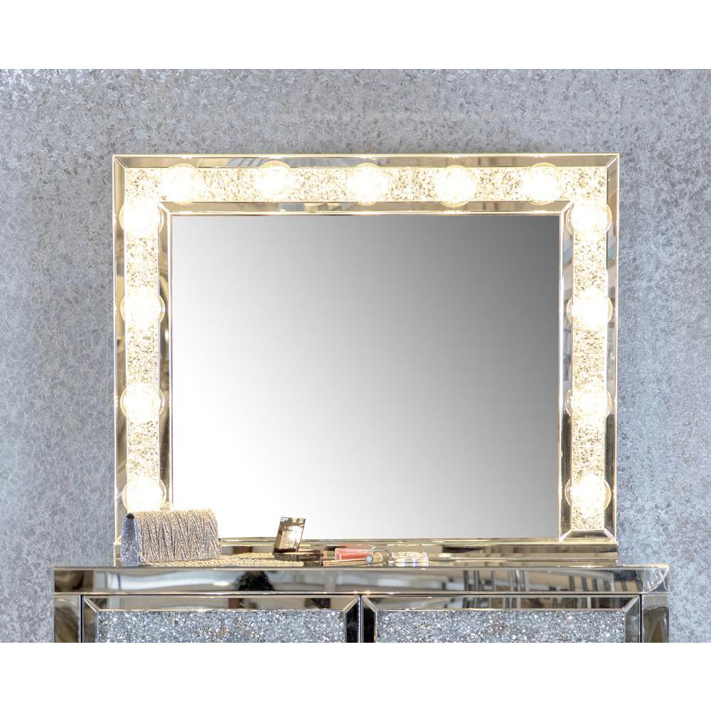 Wilmer Rectangular Table Mirror with Lighting Silver. Picture 5