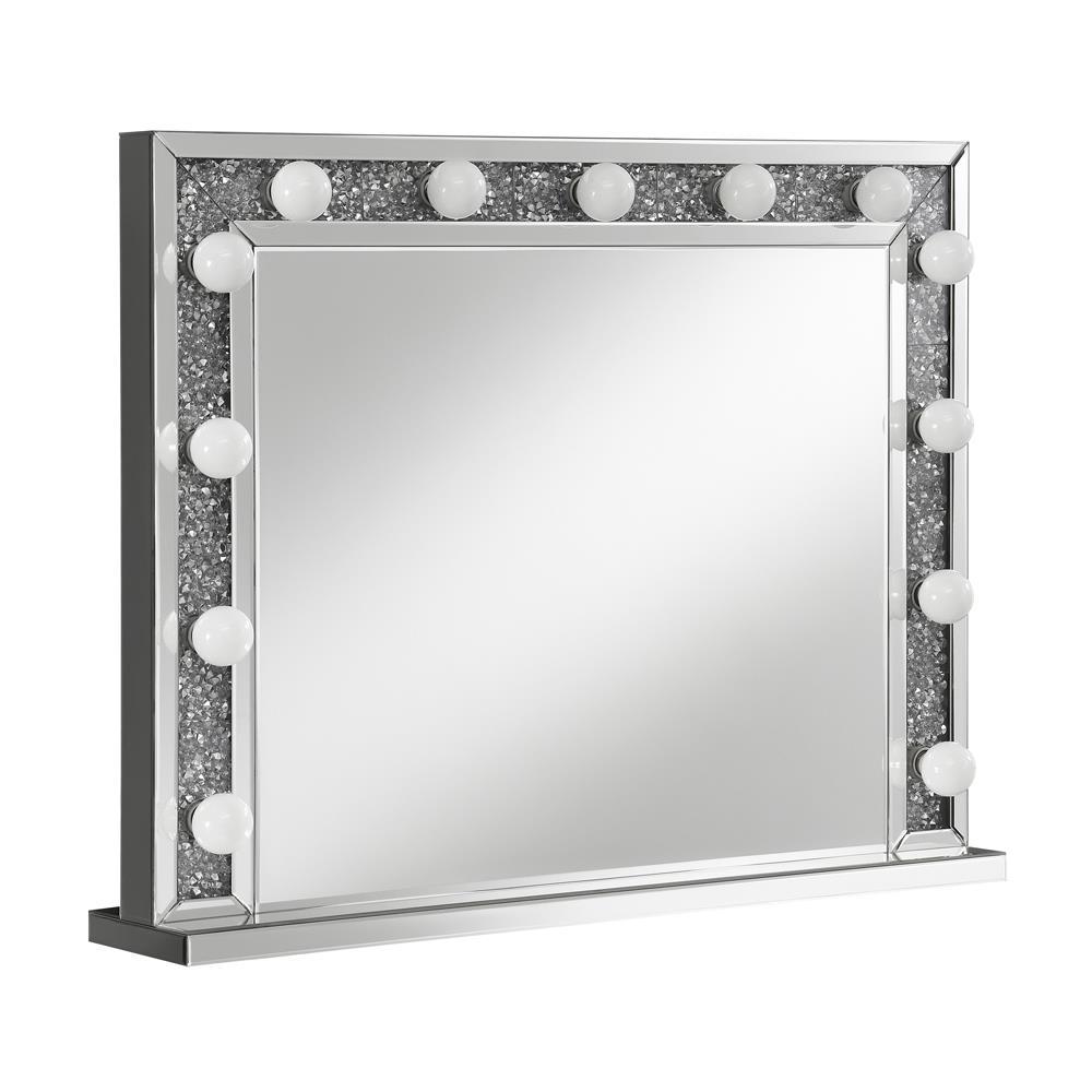 Wilmer Rectangular Table Mirror with Lighting Silver. Picture 1
