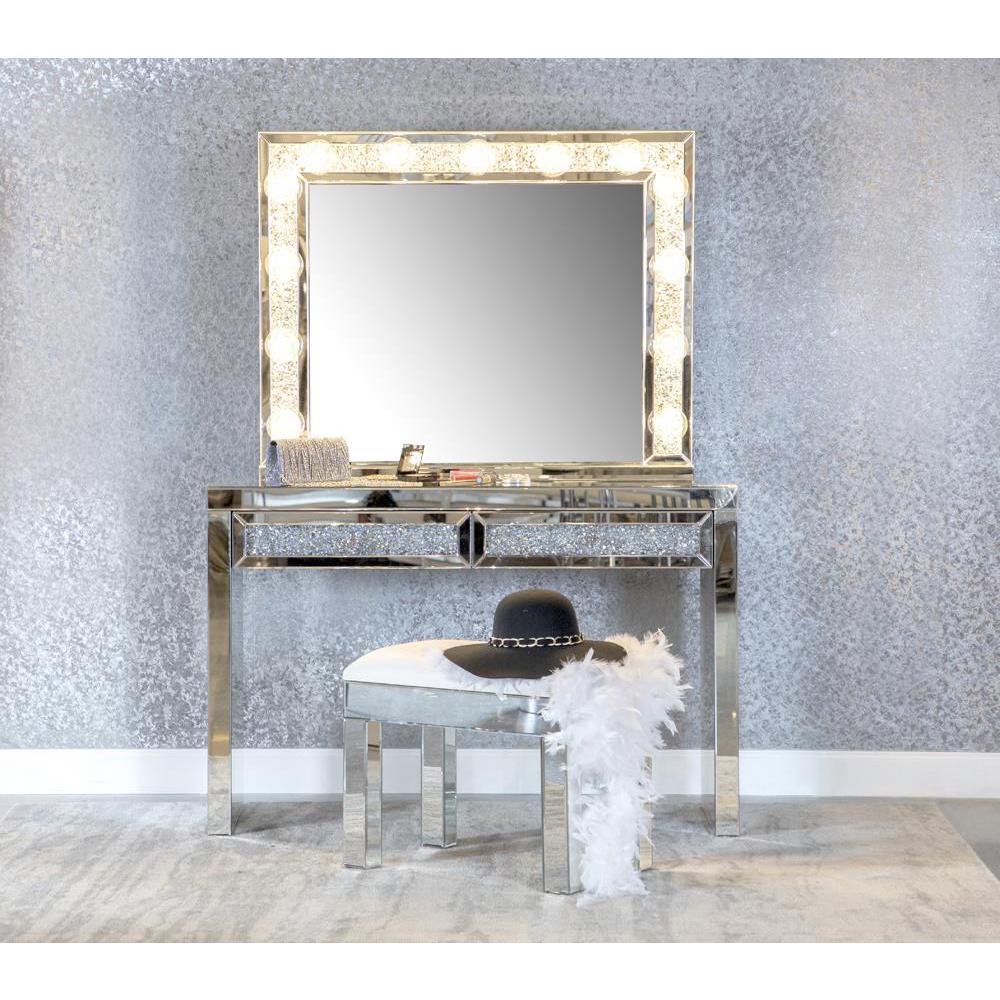 Wilmer Rectangular Table Mirror with Lighting Silver. Picture 4