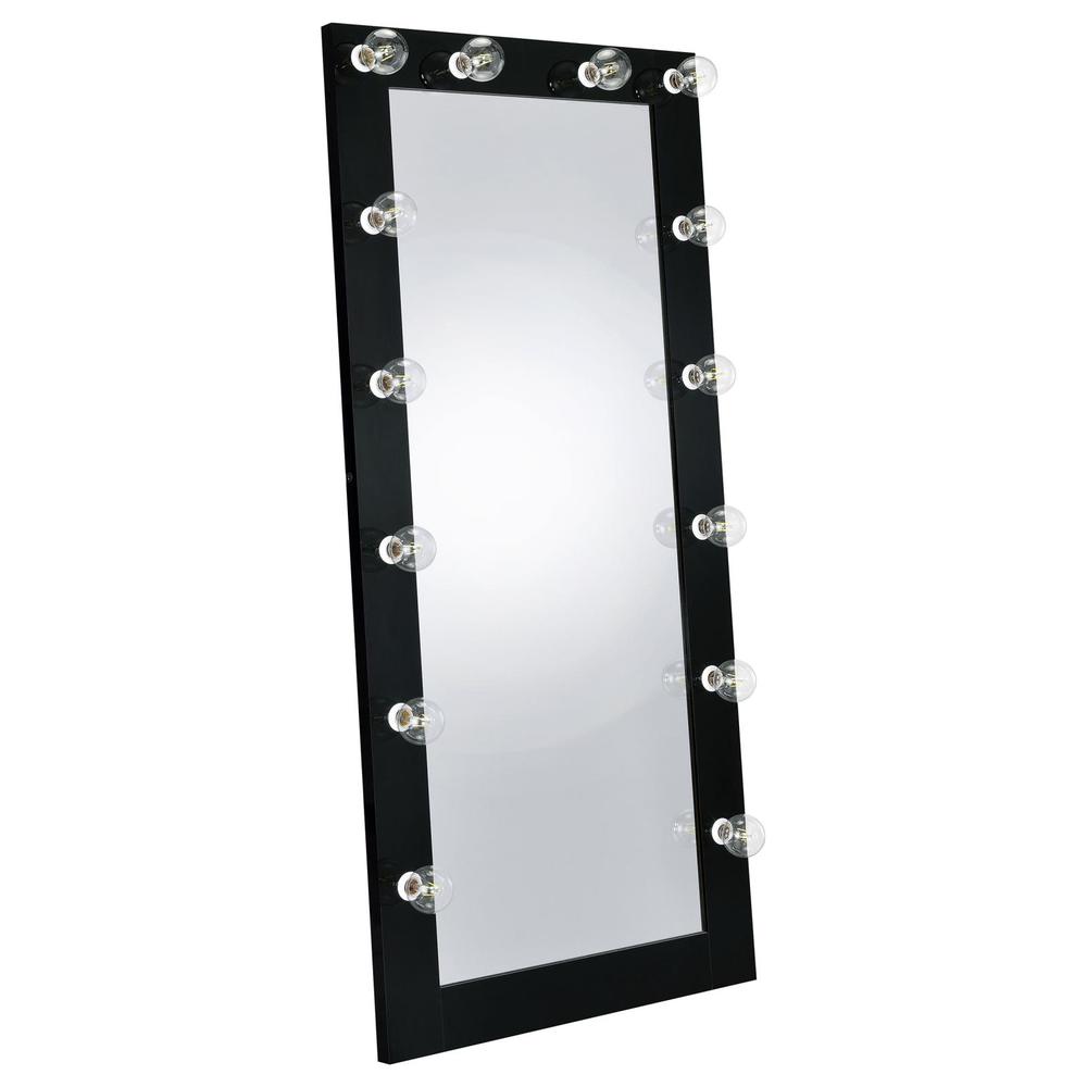 Zayan Full Length Floor Mirror With Lighting Black High Gloss. Picture 12