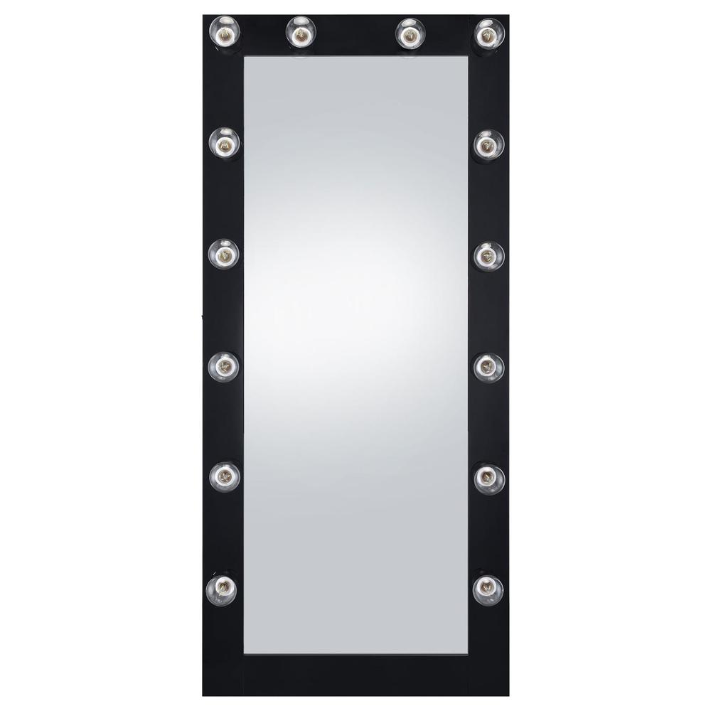 Zayan Full Length Floor Mirror With Lighting Black High Gloss. Picture 3