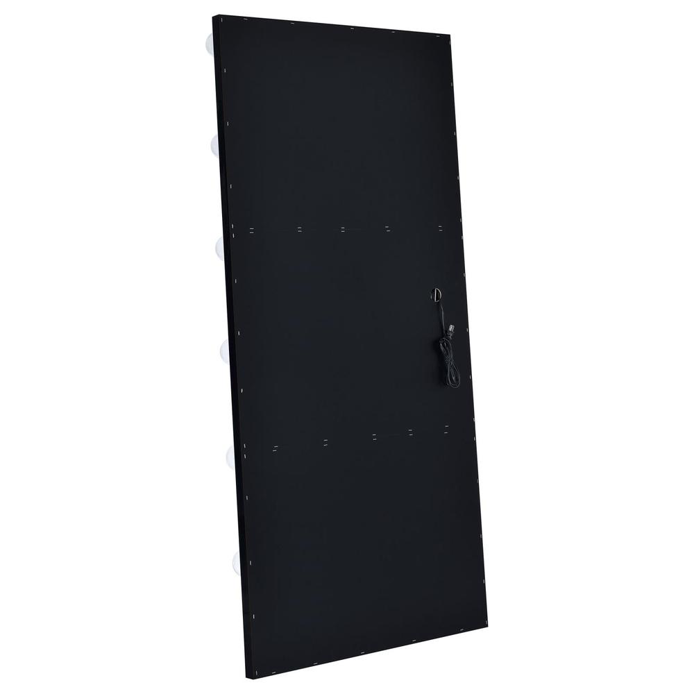 Zayan Full Length Floor Mirror With Lighting Black High Gloss. Picture 7