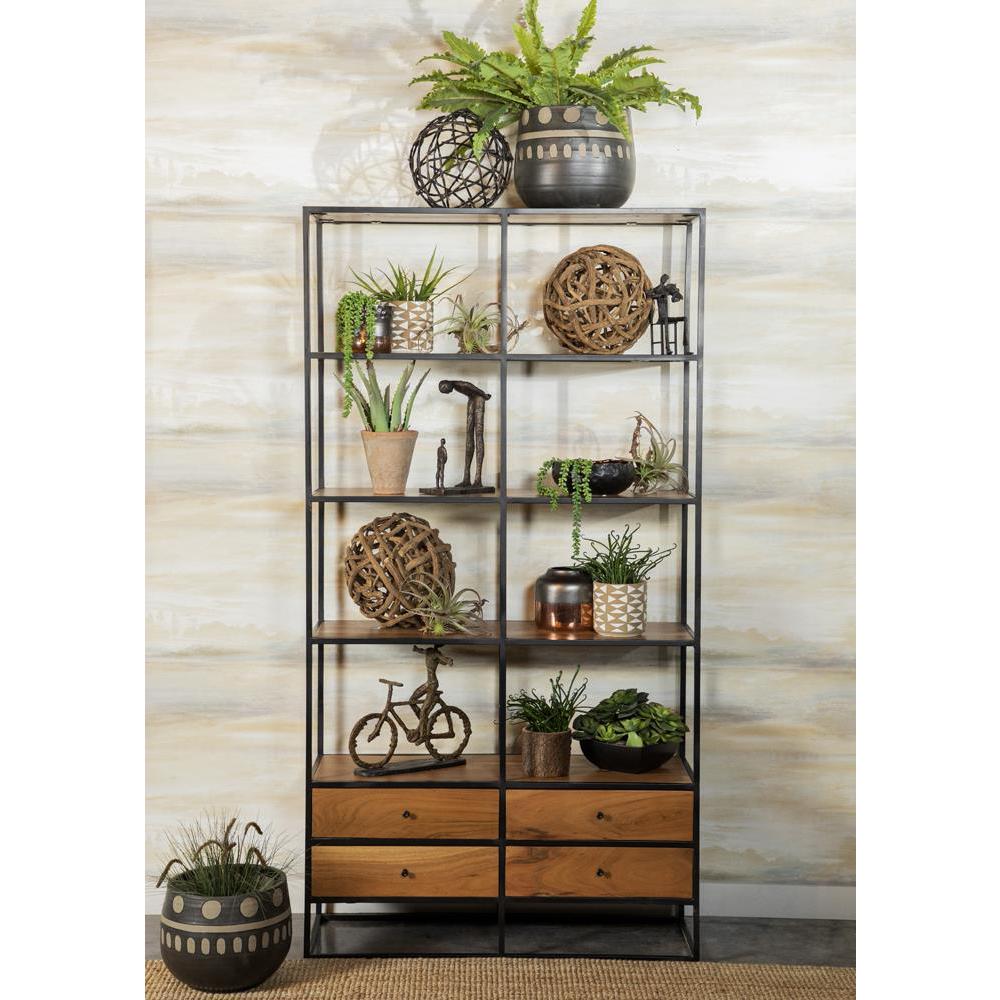 Belcroft 4-drawer Etagere Natural Acacia and Black. Picture 1
