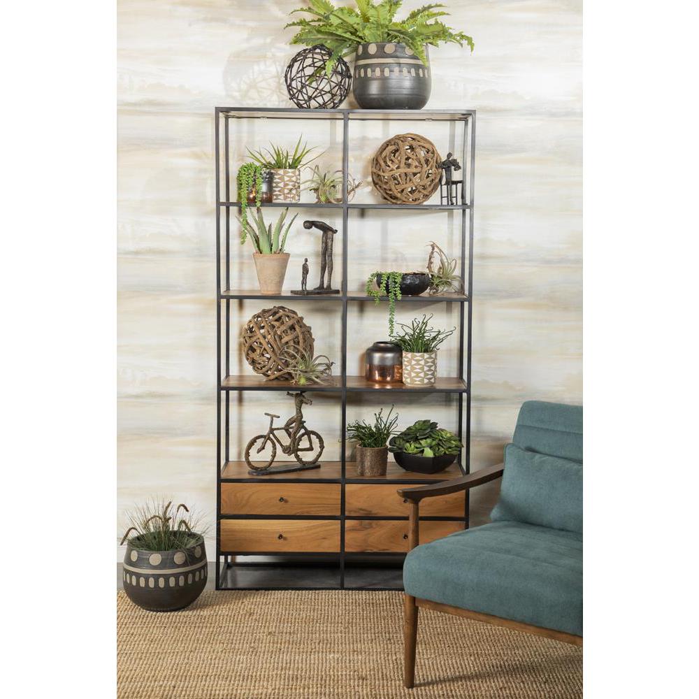 Belcroft 4-drawer Etagere Natural Acacia and Black. Picture 6