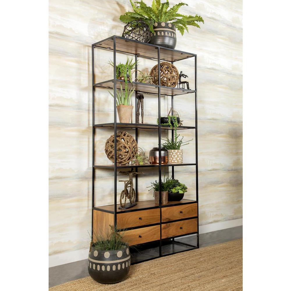 Belcroft 4-drawer Etagere Natural Acacia and Black. Picture 7