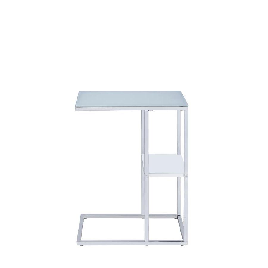 Daisy 1-shelf Accent Table Chrome and White. Picture 3
