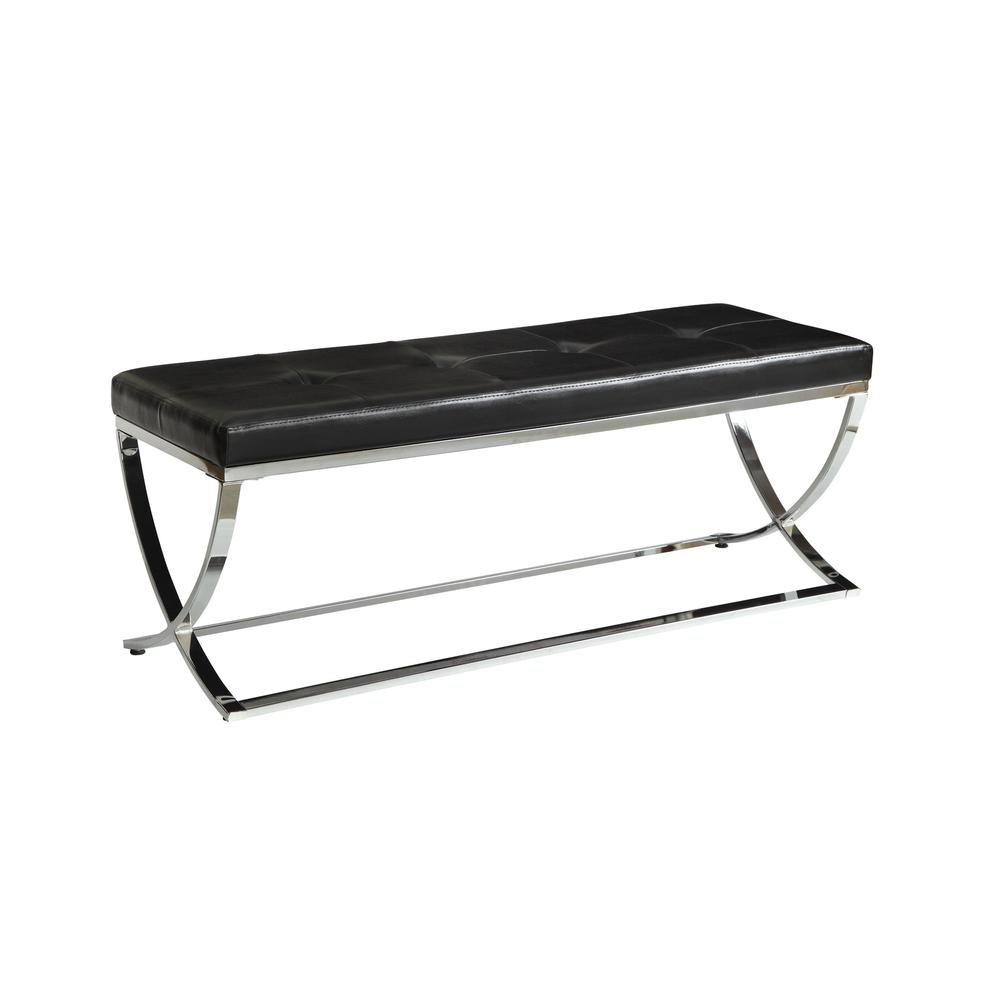 Walton Rectangle Upholstered Tufted Bench Black. Picture 1