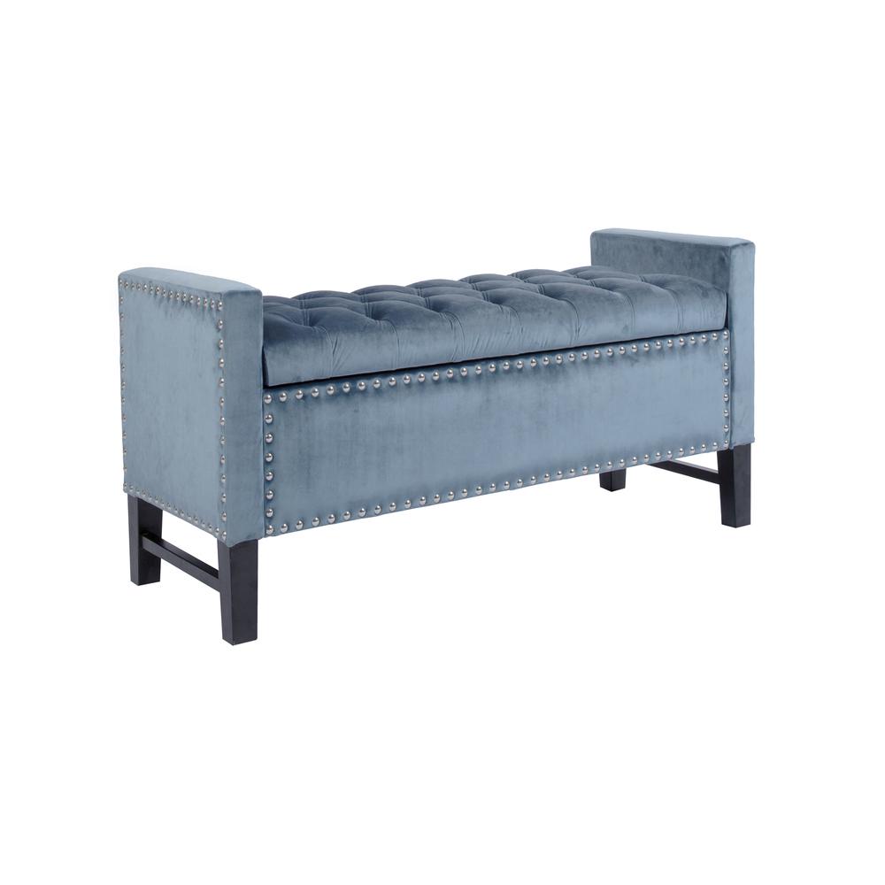 Nairobi Velvet Slate Blue Storage Bench