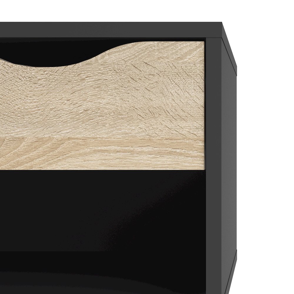 Diana 1 Drawer Nightstand, Black Matte/Oak Structure. Picture 6