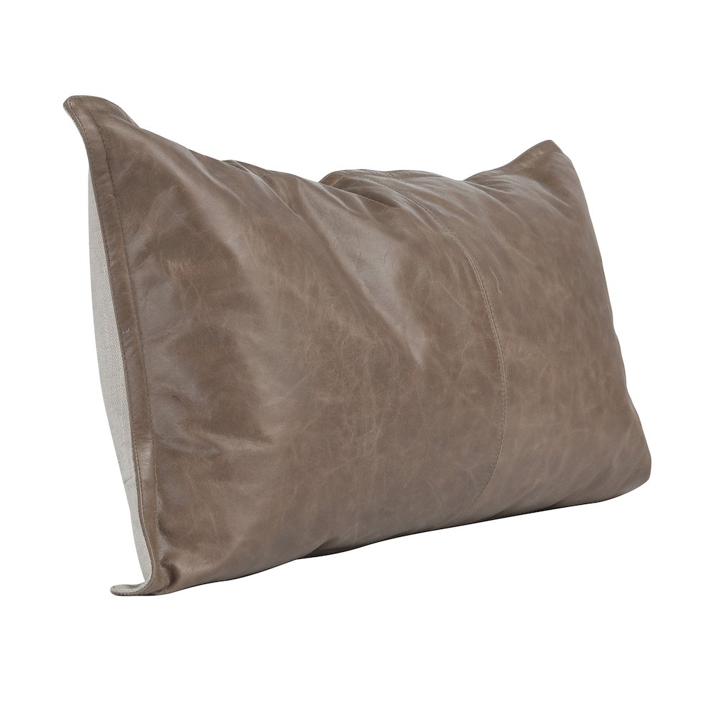 Kosas Home Cheyenne 100% Leather 22" Throw Pillow, Taupe. Picture 4