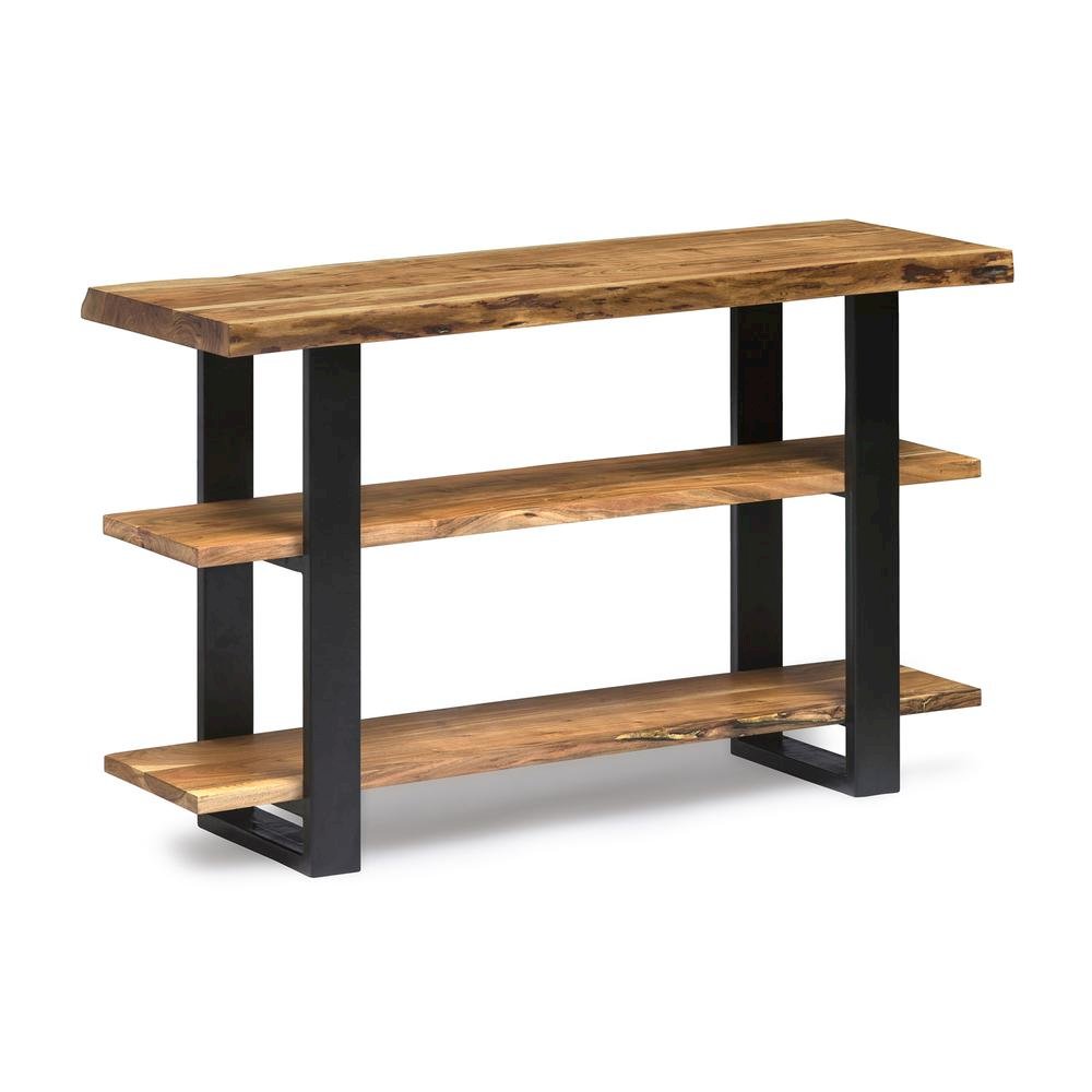 Alpine Natural Live Edge Wood Media Console Table. Picture 1