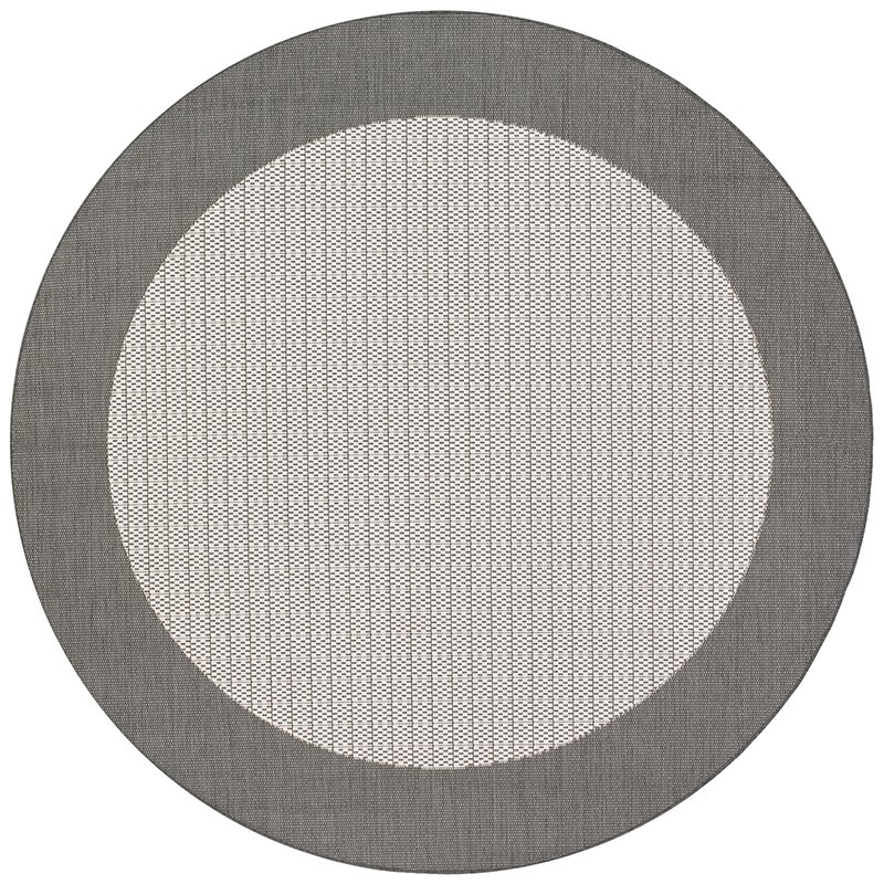 Checkered Field Area Rug, Grey/White ,Round, 8'6" x 8'6". Picture 1