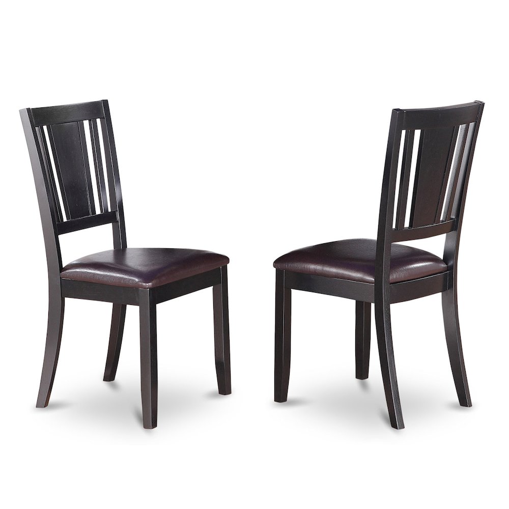 Dudley  Dining  Chair  with  Faux  Leather  upholstered  Seat  in  Black  Finish,  Set  of  2. Picture 1