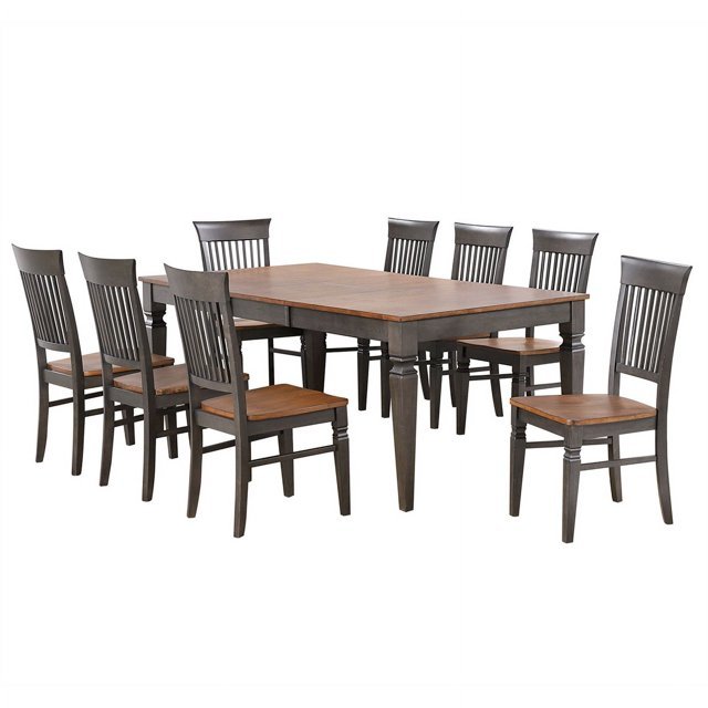 60-78" Rectangular Expandable Butterfly Leaf Dining Table Set with 8 Chairs. Picture 3