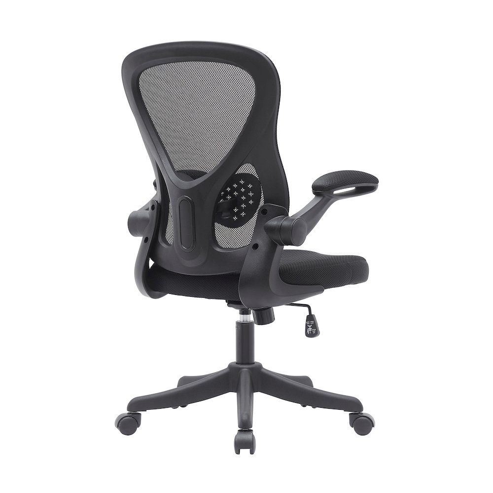 Techni Mobili Black Mesh Office Chair with Lumbar Support and Flip-Up Arms. Picture 5