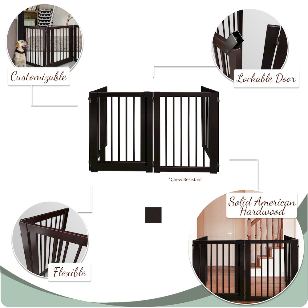 American Trails Free Standing Pet Gate with Door-Espresso. Picture 10