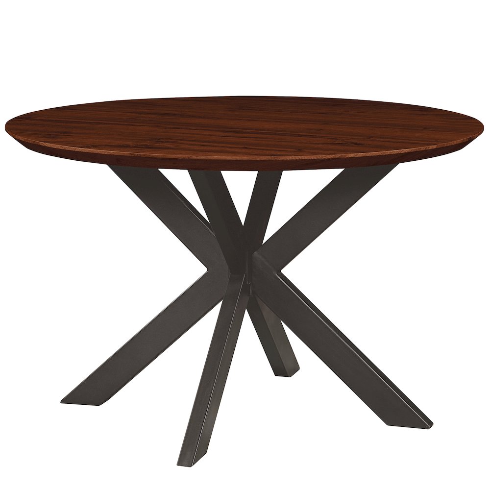 Ravenna 47" Round Wood Dining Table With Modern Metal Base. Picture 1