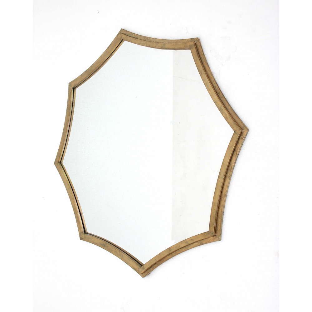 33" x 33" x 1" Gold Curved Hexagon Frame  Cosmetic Mirror - 274589. Picture 1