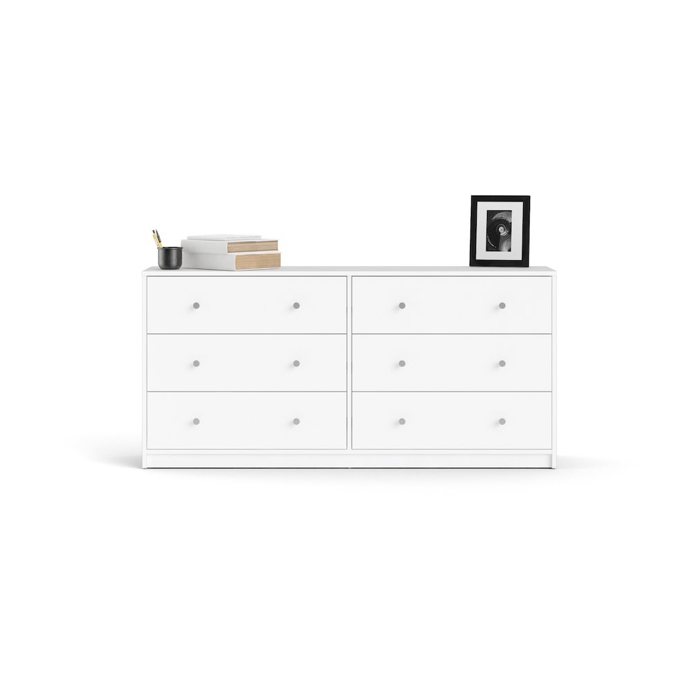 Portland 6 Drawer Double Dresser, White. Picture 9