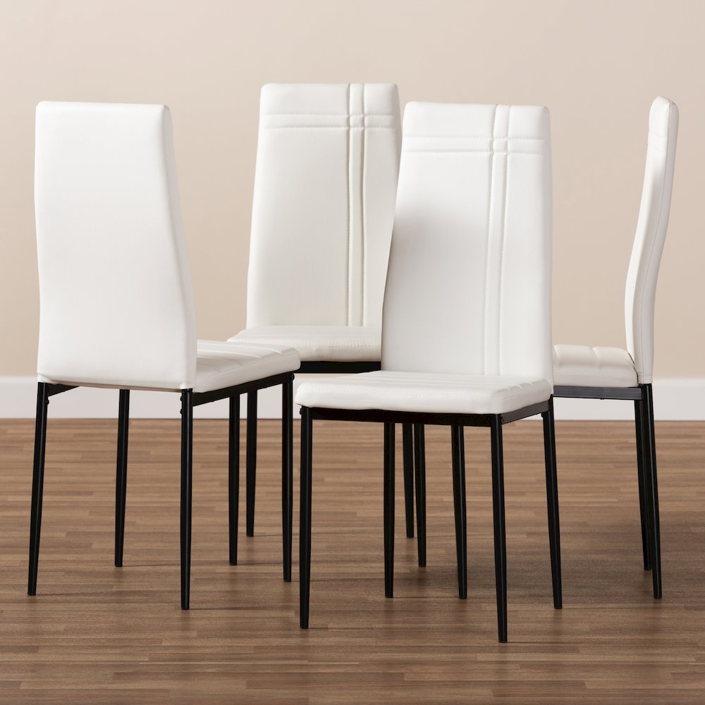 Matiese Modern and Contemporary White Faux Leather Upholstered Dining Chair (Set of 4). Picture 4