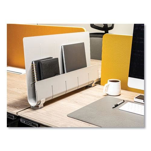 Deflecto Standing Desk Privacy Panel Organizer - 16.4" Height x 24" Width x 2.7" Depth - Gray - Acrylonitrile Butadiene Styrene (ABS) - 1 Each. Picture 7