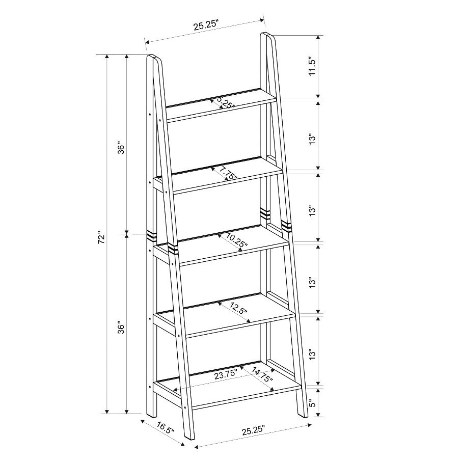Acadia Ladder Bookshelf, White. Picture 2