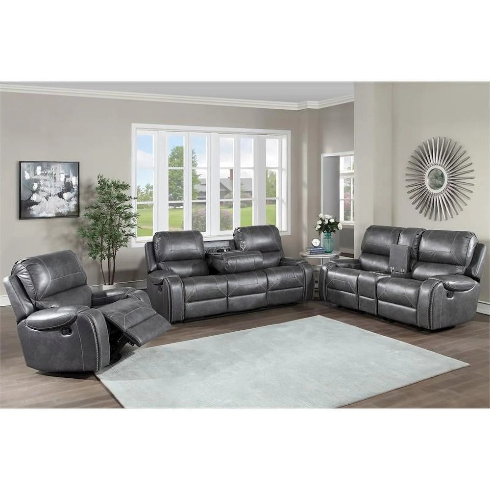 Keily Manual Reclining 3 Piece Motion Set - Grey. Picture 3