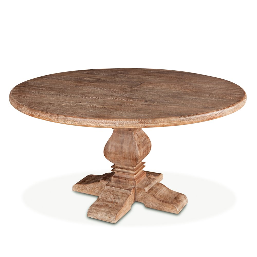 Pengrove 60-Inch Round Mango Wood Dining Table in Antique Oak Finish. Picture 4