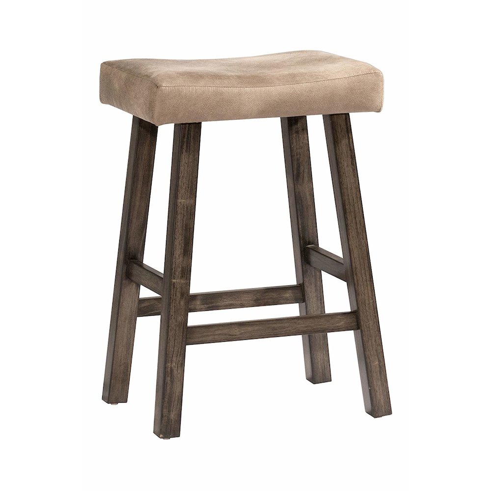 Saddle Non-Swivel Backless Bar Height Stool - Rustic Gray Wood Finish. The main picture.