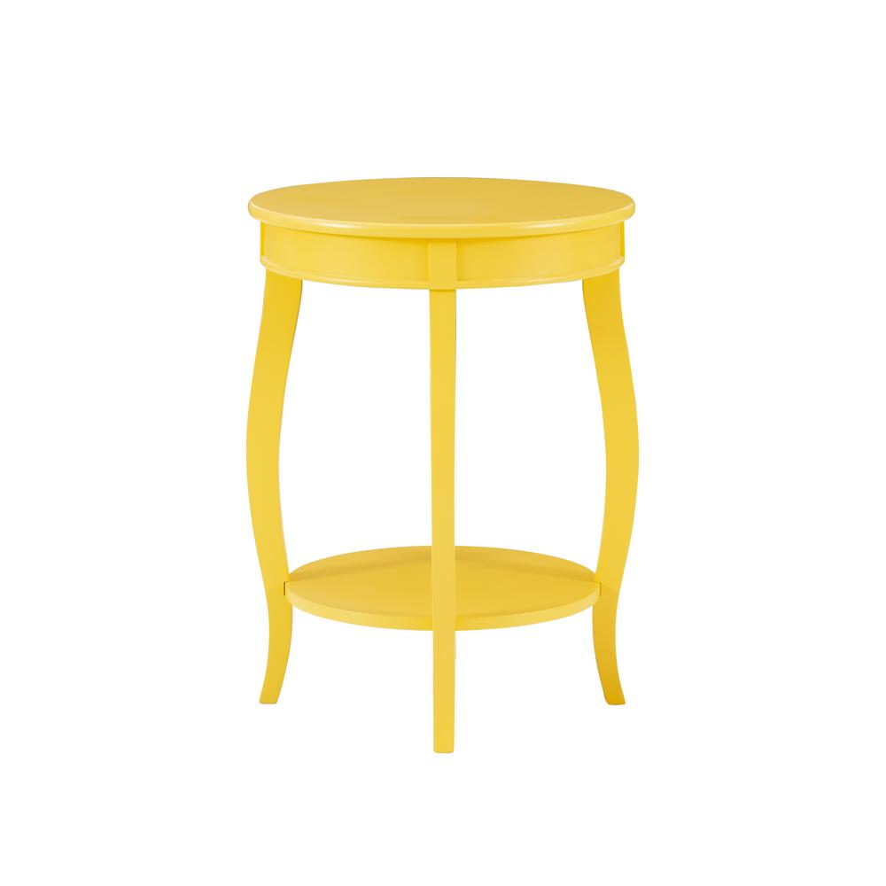 Yellow Round Table with Shelf. Picture 2