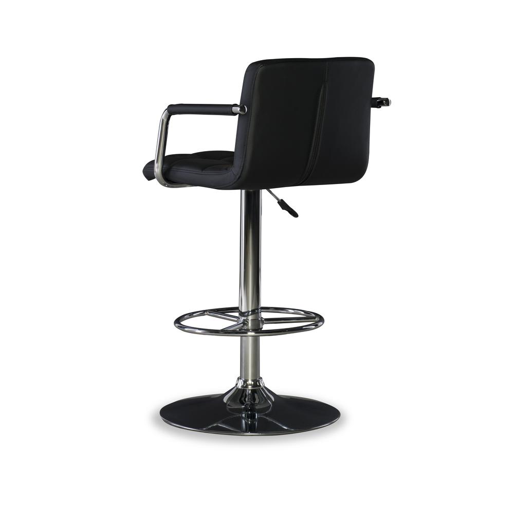 Black and Chrome Quilted Barstool. Picture 10