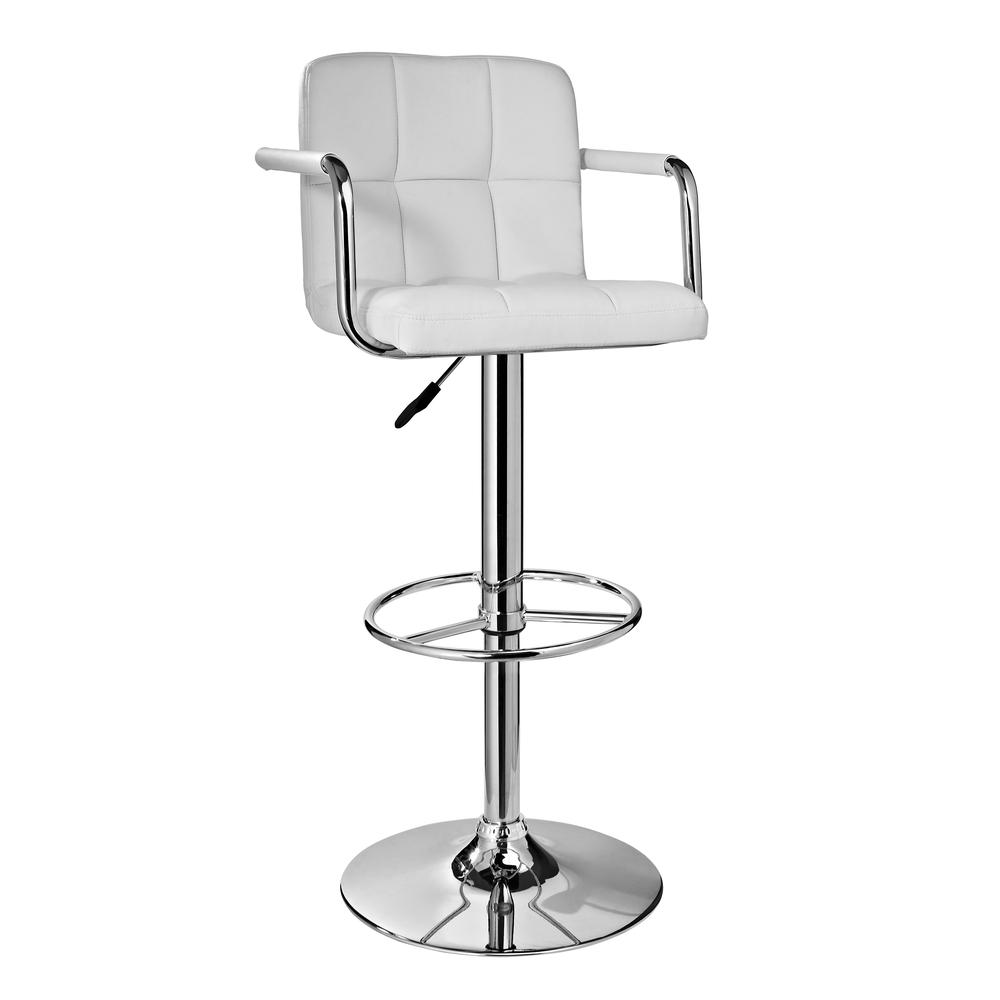 White and Chrome Quilted Barstool. Picture 2