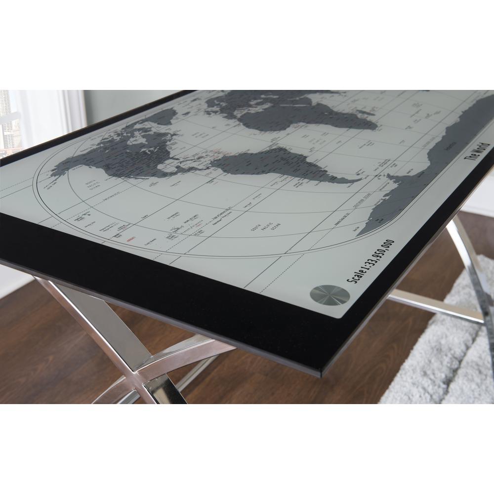 World Map Printing Curved X-Sided Computer Desk. Picture 2