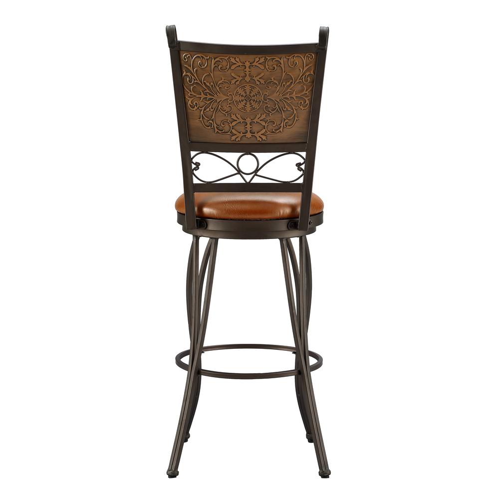 Bronze with Muted Copper Stamped Back Bar Stool, 30" Seat Height. Picture 2