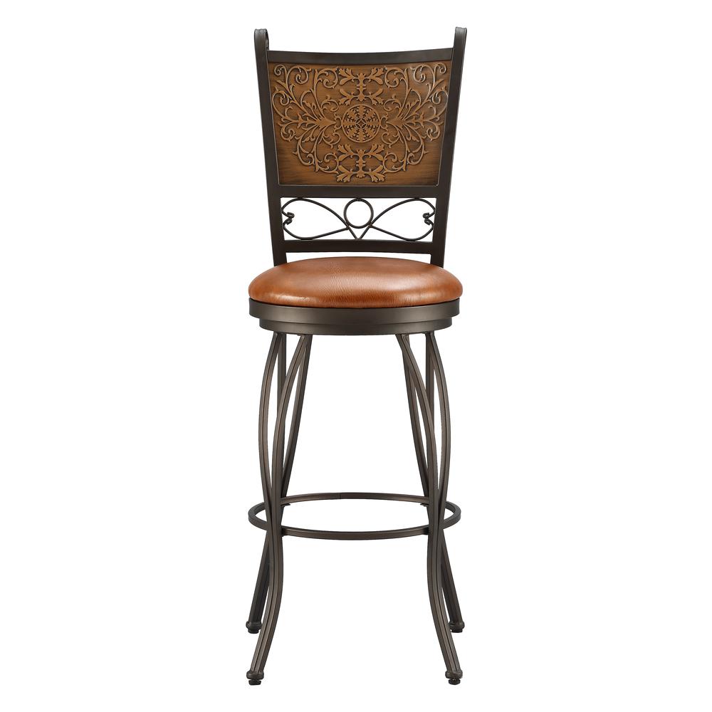 Bronze with Muted Copper Stamped Back Bar Stool, 30" Seat Height. Picture 3