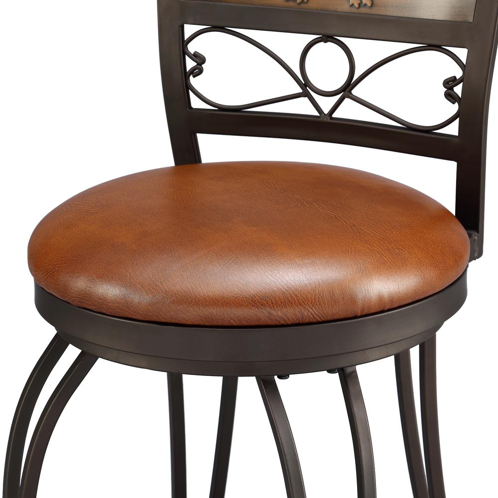 Bronze with Muted Copper Stamped Back Bar Stool, 30" Seat Height. Picture 4